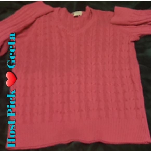 🟣2/$13. ST. JOHN'S BAY Women's Fuchsia Pink Classic Cable Knit Sweater Size Xl - Picture 4 of 12